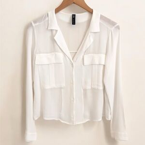 Zara White Button-Up Blouse